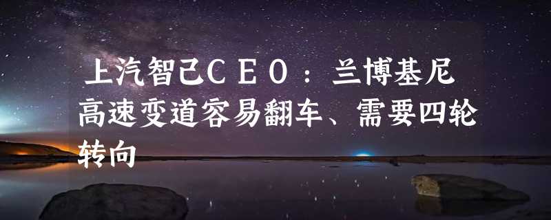 上汽智己CEO：兰博基尼高速变道容易翻车、需要四轮转向