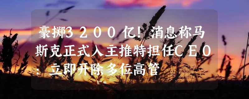 豪掷3200亿！消息称马斯克正式入主推特担任CEO：立即开除多位高管