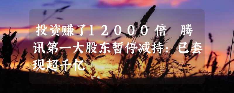 投资赚了12000倍 腾讯第一大股东暂停减持：已套现超千亿