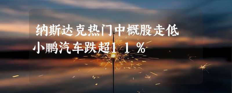 纳斯达克热门中概股走低 小鹏汽车跌超11%