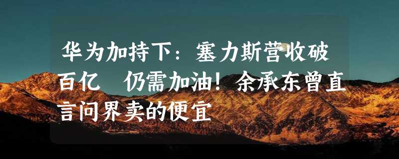 华为加持下：塞力斯营收破百亿 仍需加油！余承东曾直言问界卖的便宜