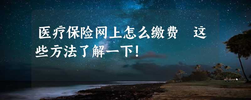 医疗保险网上怎么缴费 这些方法了解一下！