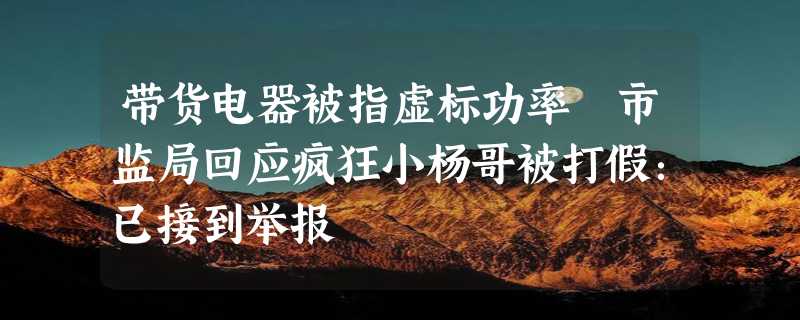 带货电器被指虚标功率 市监局回应疯狂小杨哥被打假：已接到举报