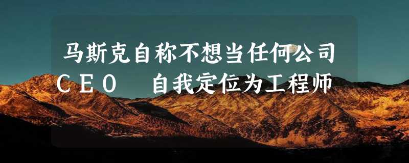 马斯克自称不想当任何公司CEO 自我定位为工程师