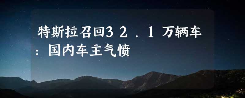 特斯拉召回32.1万辆车：国内车主气愤