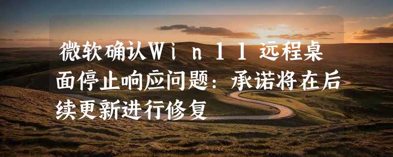 微软确认Win11远程桌面停止响应问题：承诺将在后续更新进行修复