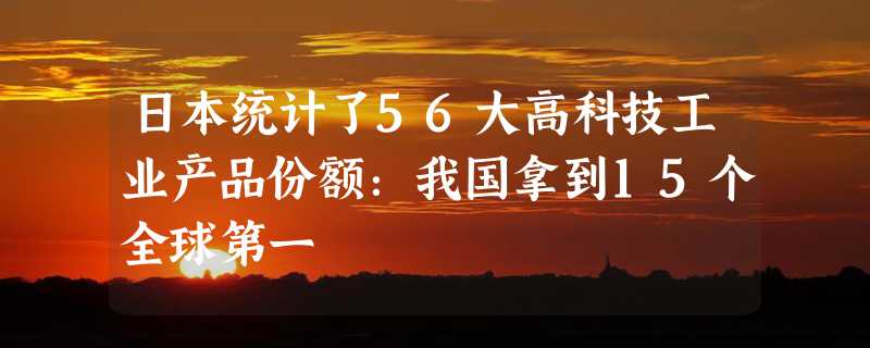 日本统计了56大高科技工业产品份额：我国拿到15个全球第一