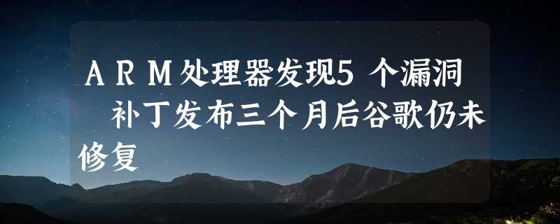 ARM处理器发现5个漏洞 补丁发布三个月后谷歌仍未修复