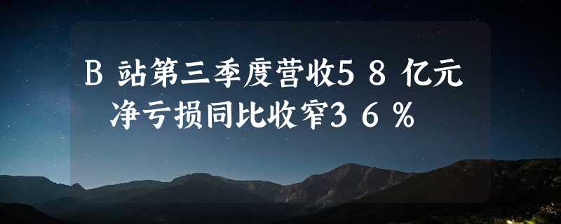 B站第三季度营收58亿元 净亏损同比收窄36%