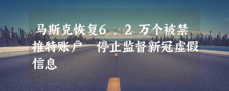 马斯克恢复6.2万个被禁推特账户 停止监督新冠虚假信息