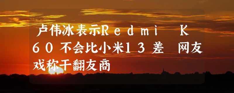 卢伟冰表示Redmi K60不会比小米13差 网友戏称干翻友商