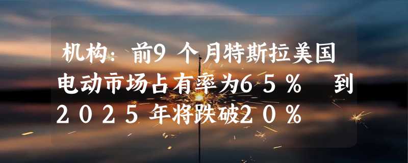 机构：前9个月特斯拉美国电动市场占有率为65% 到2025年将跌破20%