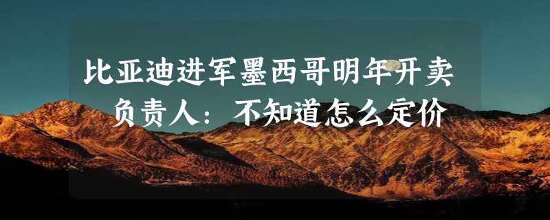 比亚迪进军墨西哥明年开卖 负责人：不知道怎么定价