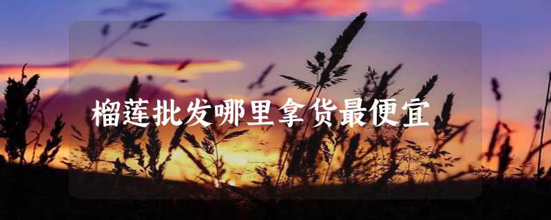 榴莲批发哪里拿货最便宜