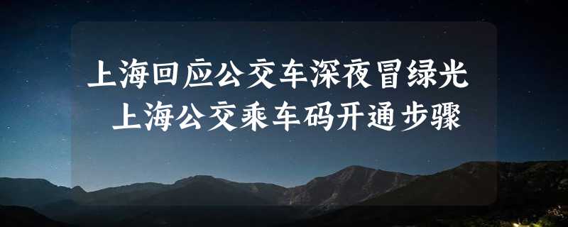 上海回应公交车深夜冒绿光 上海公交乘车码开通步骤