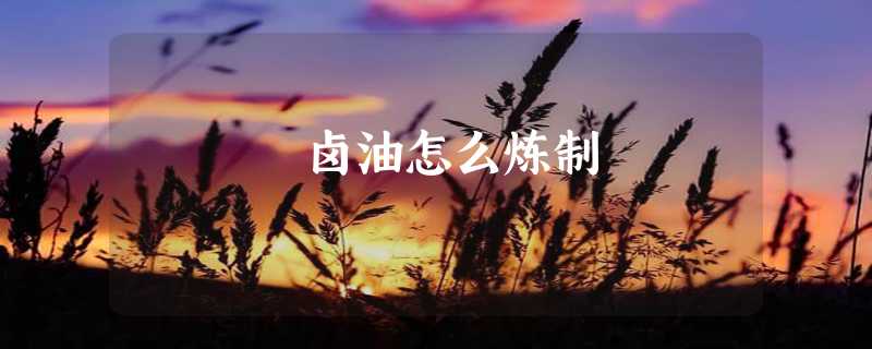 卤油怎么炼制