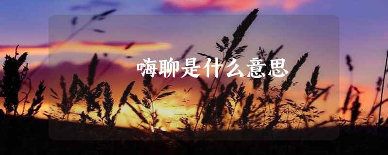 嗨聊是什么意思