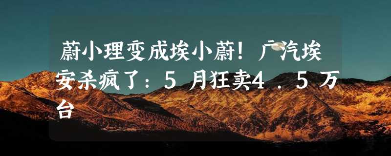 蔚小理变成埃小蔚！广汽埃安杀疯了：5月狂卖4.5万台