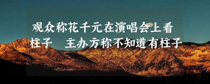 观众称花千元在演唱会上看柱子 主办方称不知道有柱子