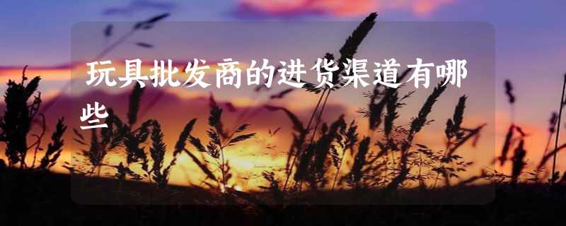 玩具批发商的进货渠道有哪些