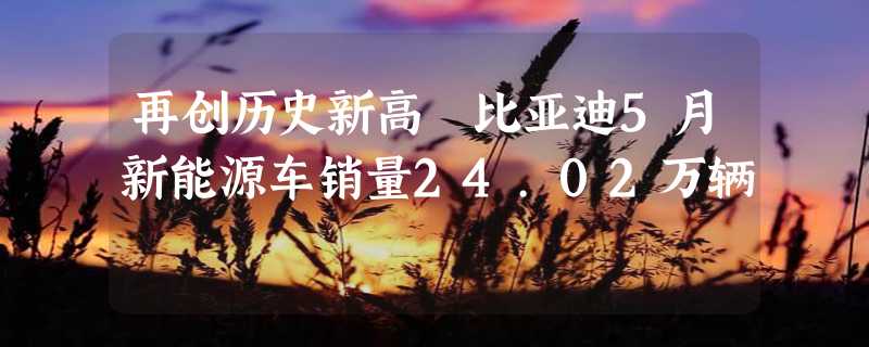 再创历史新高 比亚迪5月新能源车销量24.02万辆