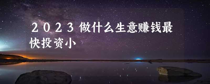 2023做什么生意赚钱最快投资小