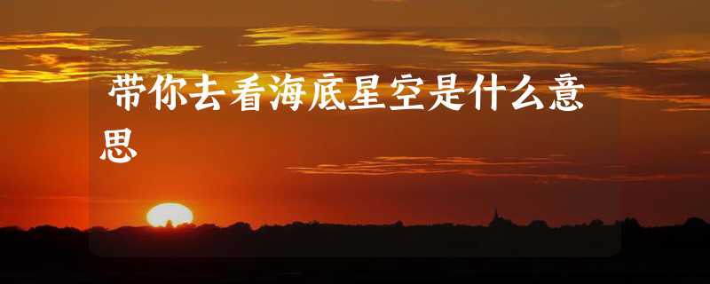 带你去看海底星空是什么意思