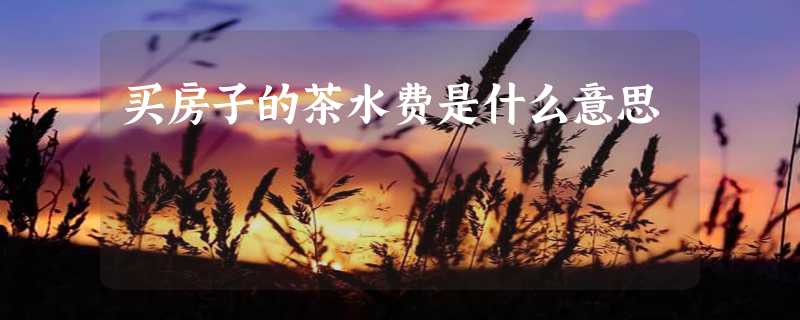 买房子的茶水费是什么意思