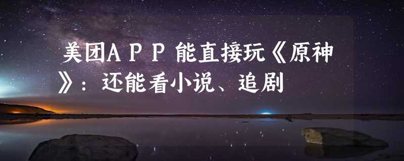 美团APP能直接玩《原神》：还能看小说、追剧