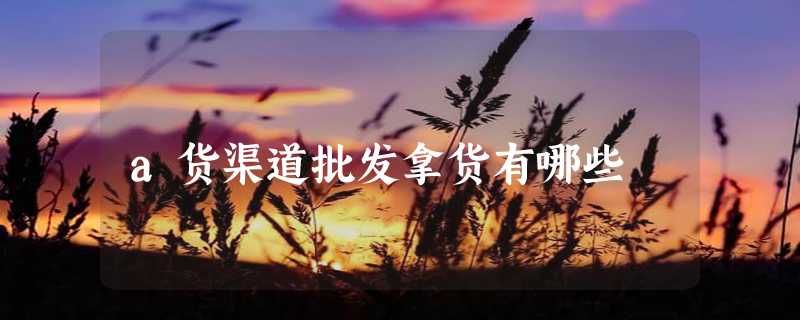 a货渠道批发拿货有哪些