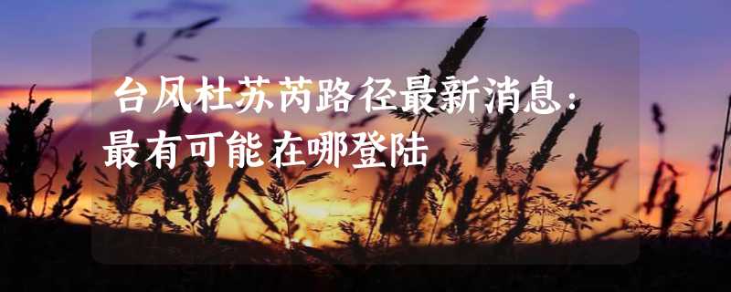 台风杜苏芮路径最新消息：最有可能在哪登陆