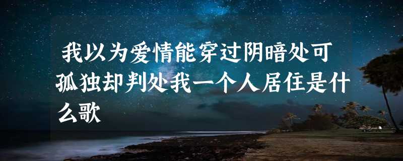 我以为爱情能穿过阴暗处可孤独却判处我一个人居住是什么歌