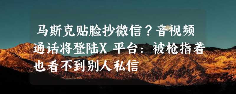 马斯克贴脸抄微信？音视频通话将登陆X平台：被枪指着也看不到别人私信