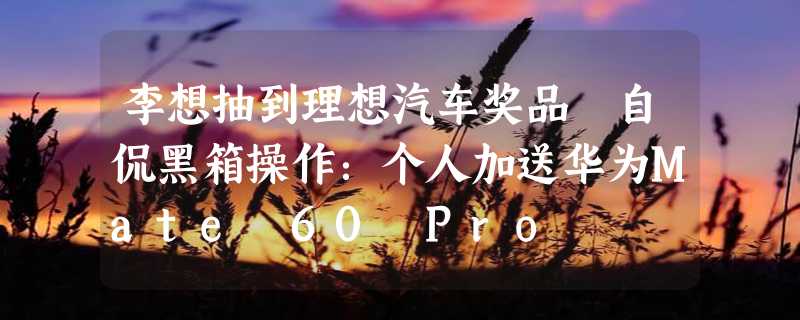 李想抽到理想汽车奖品 自侃黑箱操作：个人加送华为Mate 60 Pro