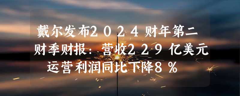 戴尔发布2024财年第二财季财报：营收229亿美元 运营利润同比下降8%