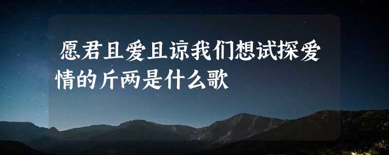 愿君且爱且谅我们想试探爱情的斤两是什么歌