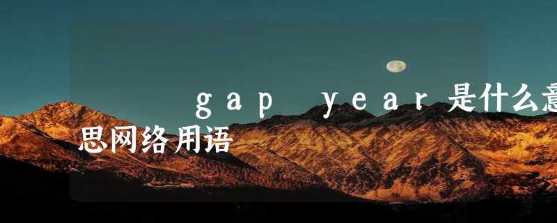 gap year是什么意思网络用语