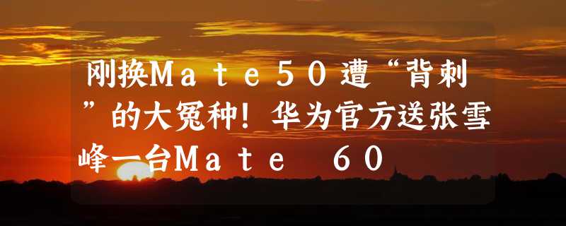 刚换Mate50遭“背刺”的大冤种！华为官方送张雪峰一台Mate 60