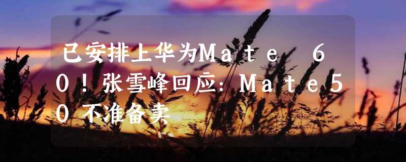 已安排上华为Mate 60！张雪峰回应：Mate50不准备卖