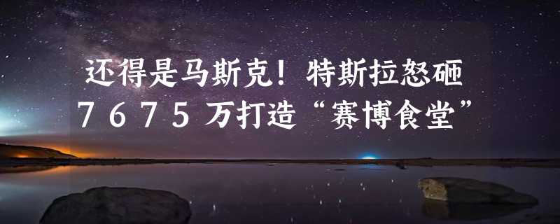 还得是马斯克！特斯拉怒砸7675万打造“赛博食堂”