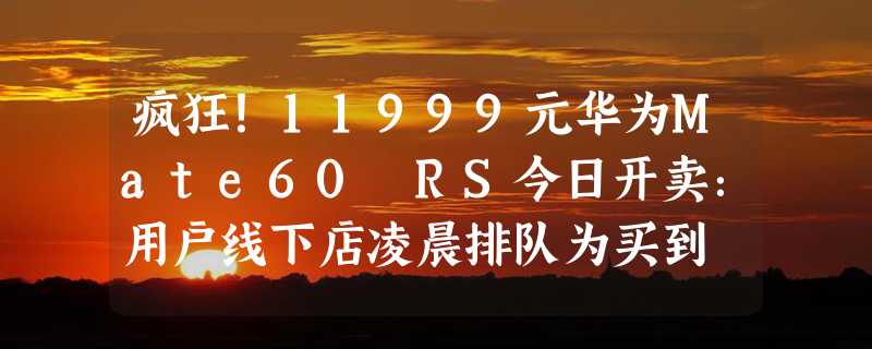 疯狂！11999元华为Mate60 RS今日开卖：用户线下店凌晨排队为买到