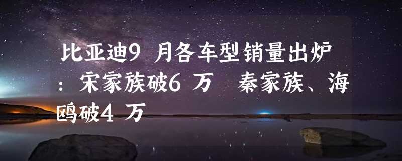 比亚迪9月各车型销量出炉：宋家族破6万 秦家族、海鸥破4万