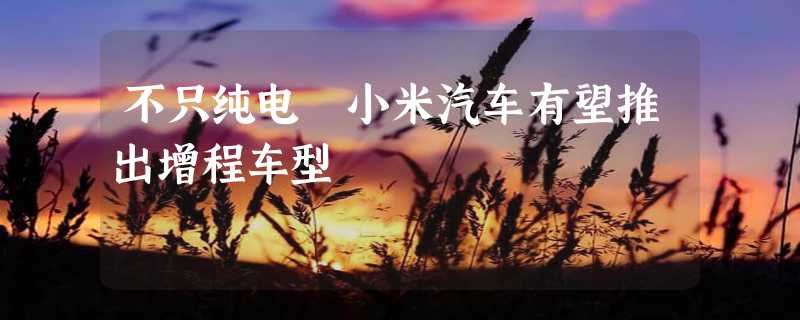 不只纯电 小米汽车有望推出增程车型