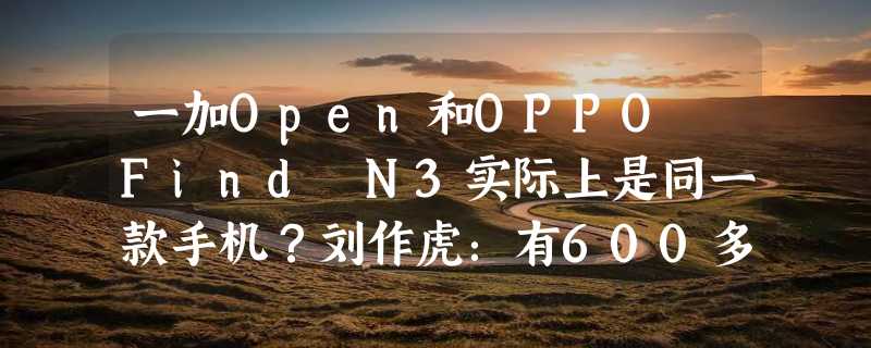 一加Open和OPPO Find N3实际上是同一款手机？刘作虎：有600多项铰链相关专利