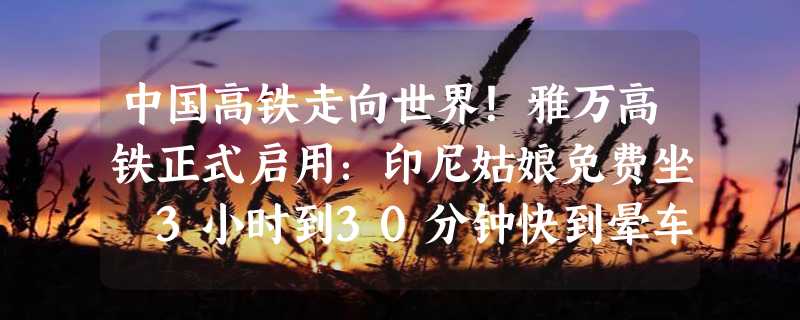 中国高铁走向世界！雅万高铁正式启用：印尼姑娘免费坐 3小时到30分钟快到晕车