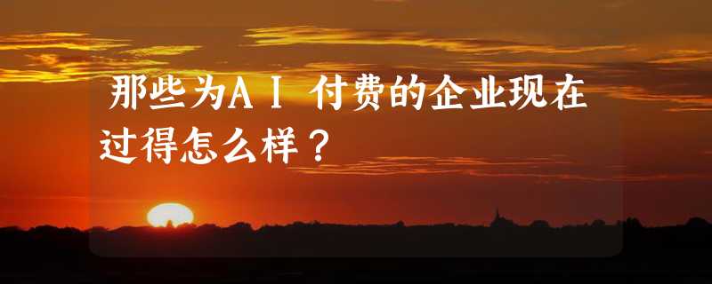 那些为AI付费的企业现在过得怎么样？