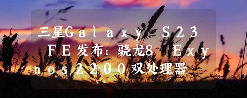 三星Galaxy S23 FE发布：骁龙8 Exynos2200双处理器