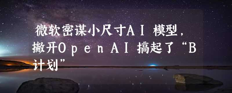 微软密谋小尺寸AI模型，撇开OpenAI搞起了“B计划”