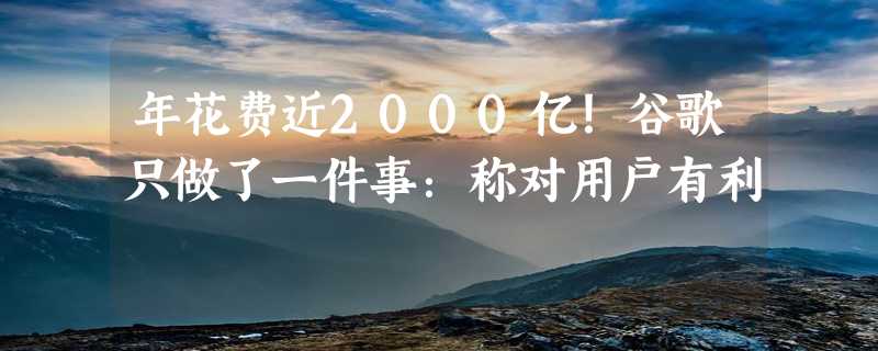 年花费近2000亿！谷歌只做了一件事：称对用户有利