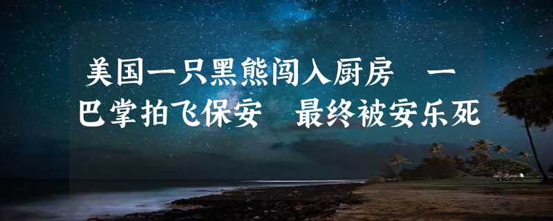 美国一只黑熊闯入厨房 一巴掌拍飞保安 最终被安乐死